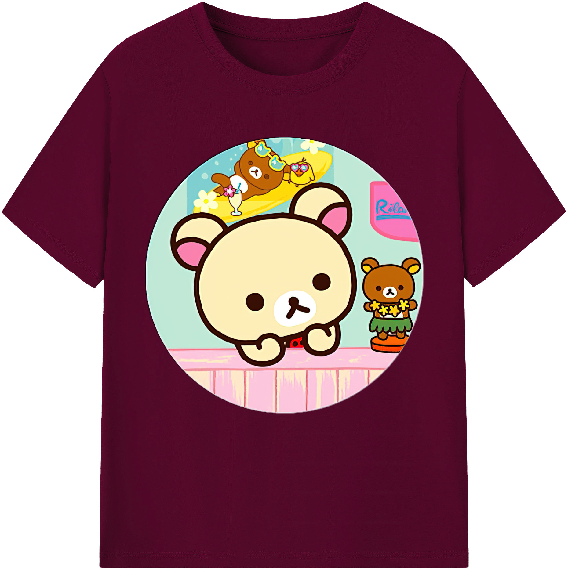 （画像用） リラックマ リラックマ キイロイトリ Rilakkuma Korilakkuma Kiiroitori レディースカジュアルプリントTシャツ（綿100％）